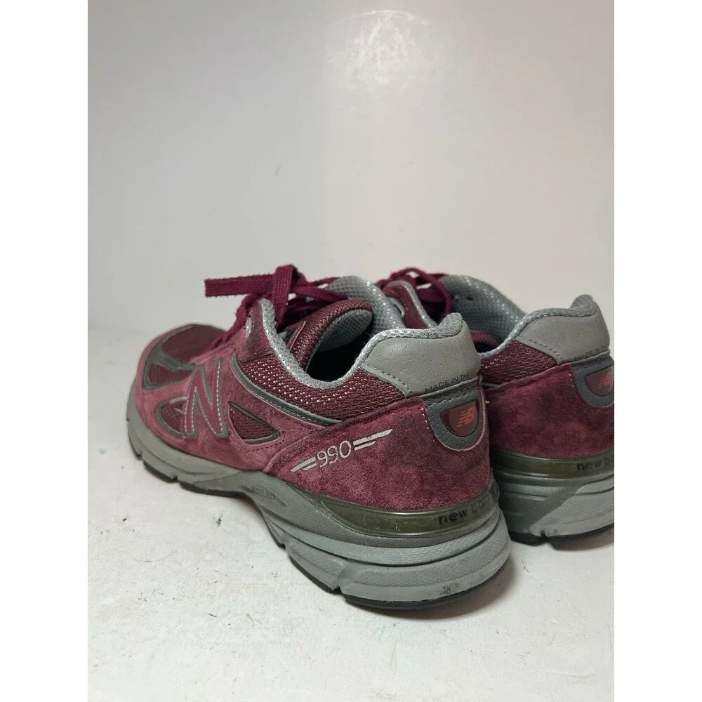 New Balance Shoes Mens 7.5 990v4 Burgundy Grey Sneakers Made in USA M990BU4 - Picture 5 of 11